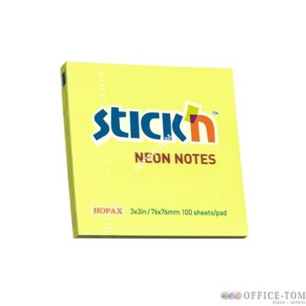 Notes Samoprzylepny 76mm x76mm Żółty Neonowy 21133 Stick\'n