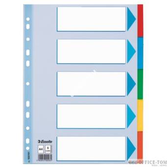 Przekładki, kolorowy karton z kartą opisową A4, ESSELTE, 5 kart