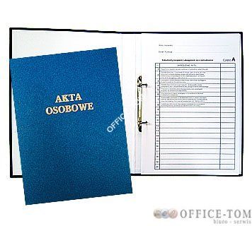 Teczka akt osobowych WARTA z zamkiem niebieska zadruk.