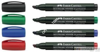 Marker 54 permanentny  CZARNY końcówka ścięta opakowanie 12szt. FABER-CASTELL