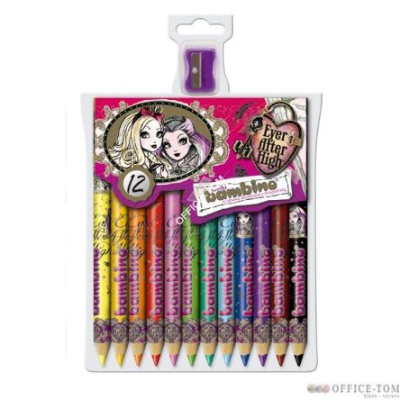 Kredki BAMBINO w opr.drew. 12 kol. z nadrukiem + temperówka EVER AFTER HIGH St.Majewski