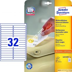 Usuwalne Etykiety AVERY ZWECKFORM uniwersalne A4, 25 ark./op., 96 x 16,9 mm, białe