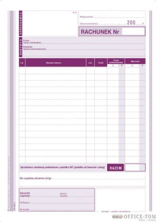 Rachunek MICHALCZYK I PROKOP A5 (pion) 80 kartek wielokopia