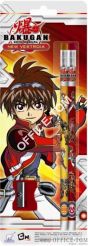 Ołówki grafitowe z gumką z nadrukiem 2 szt.+ temperówka(blister) BAKUGAN ST.MAJEWSKI