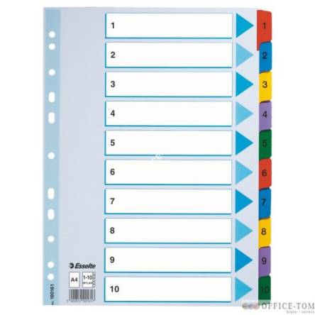 Przekładki kartonowe Mylar A4 ESSELTE, biały 1-10