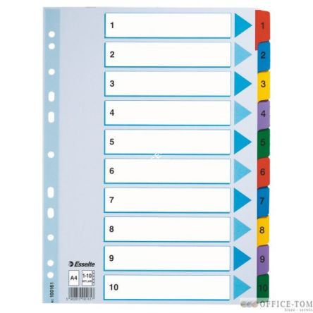 Przekładki kartonowe Mylar A4 ESSELTE, biały 1-10