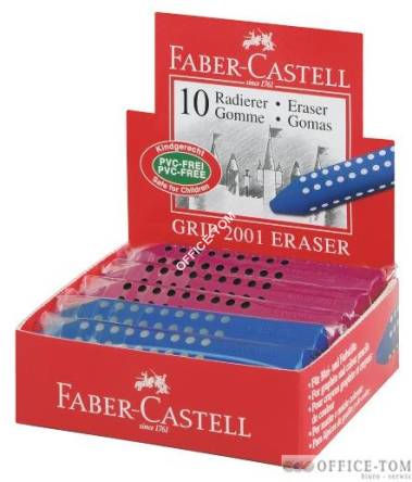 Gumka Grip 2001 Niebieska/Czerwona 10Szt Faber-Castell