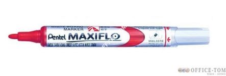 Marker suchościeralny PENTEL MAXIFLO(z tłoczkiem),okrągła końc.,dł.linii 1000 m Czerwony