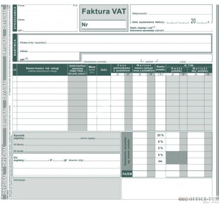 Faktura VAT MICHALCZYK I PROKOP 2/3 A4 80 kartek
