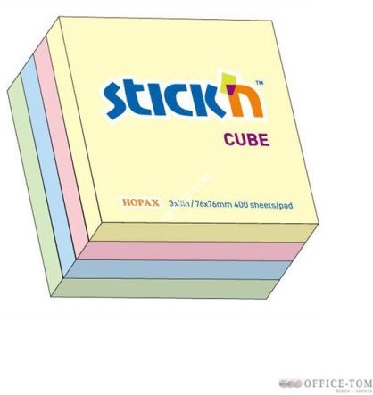 Notes samoprzylepny 76mmX76mm mix 4 kolory pastelowe 400 kartek STICK\'N
