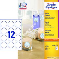 Etykiety AVERY ZWECKFORM o nietypowych kształtach A4, 100 ark./op., Ø60 mm, białe
