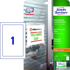 Znaki samolaminujące AVERY ZWECKFORM A4, 10 ark./op., 170 x 257 mm, białe, laminowane