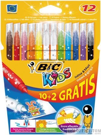 Flamastry Bic Colour & Erase Pudełko 10+2