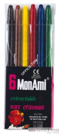 Kredki MONAMI Kredki MONAMI woskowe WAX CRAYON 6 kolorów