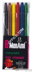 Kredki MONAMI Kredki MONAMI woskowe WAX CRAYON 6 kolorów