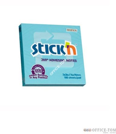 Notes samoprzylepny 76X76mm 360 stopni niebieski STICK\'N