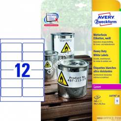 Etykiety AVERY ZWECKFORM Heavy Duty A4, 20 ark./op., 99,1 x 42,3 mm, białe, poliestrowe