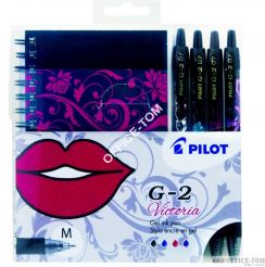 Długopis żelowy G2 VICTORIA 4 kolory + zeszyt zestaw PILOT