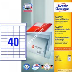 Trwałe Etykiety AVERY ZWECKFORM uniwersalne A4, 100 ark./op., 48,5 x 25,4 mm, białe