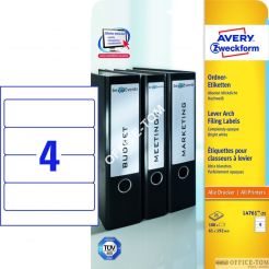Etykiety AVERY ZWECKFORM na segregatory A4, 25 ark./op., 192 x 61 mm, białe