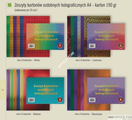 Zeszyt kartonów ozdobnych holograf.A4 190gr-3 CORMORAN *7795