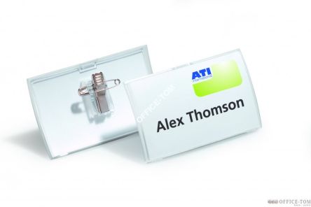 Identyfikator CLICK FOLD o wymiarach 54x90 mm z kombi klipem do szerokiego zastosowania. Opakowanie 25 szt. Durable