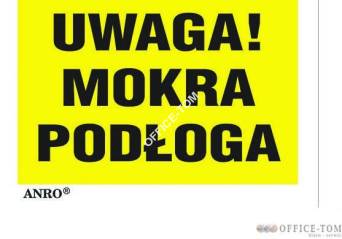 Naklejka samoprzylepna „Uwaga! Mokra podłoga”.