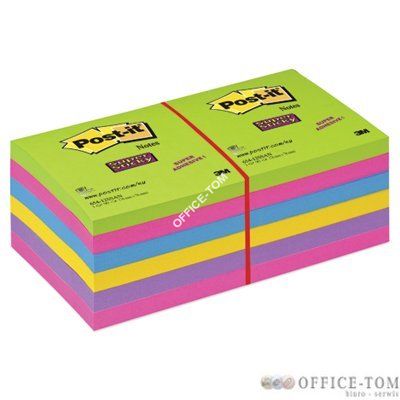 Bloczki samoprzylepne 3M POST-IT® 654 -12SS 76x76 Mix 100k gładki