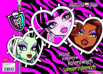 Zeszyt papierów kolorowych samoprzylepnych B4, 8k. MONSTER HIGH ST.MAJEWSKI