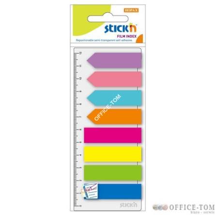 Zakładki Indeksujące 8 Kol.Neon X 25 Szt. (Paski+Strzałki)+Linijka