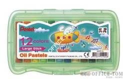 Pastele olejne PENTEL 12-kolorowe o grubszym przekroju w plastkowym opakowaniu
