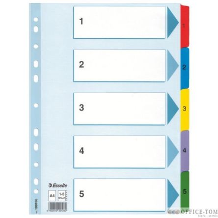 Przekładki kartonowe Mylar A4 ESSELTE, biały 1-5