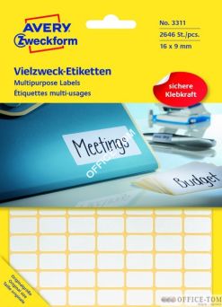 Białe miniEtykiety AVERY ZWECKFORM do opisywania ręcznego 2646 etyk./op., 16 x 9 mm, białe