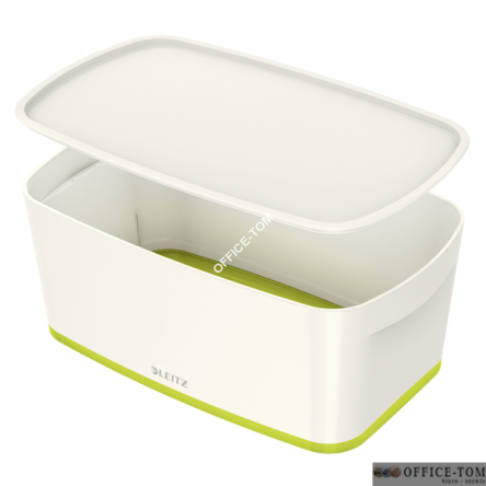 Pojemnik MyBOX mały z pokrywką biało-zielony Leitz
