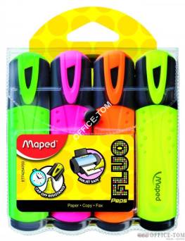 Zakreślacz Fluo peps mix kolorów 4 szt etui z zawieszką Maped