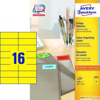 Etykiety AVERY ZWECKFORM trwałe kolorowe A4, 100 ark./op., 105 x 37 mm, żółte