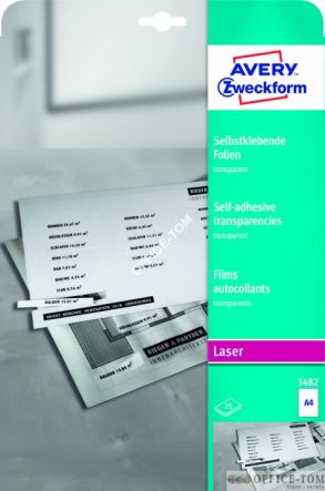 Folia niepowlekana, samoprzylepna, raster Avery Zweckform (25) A4 przezroczysta