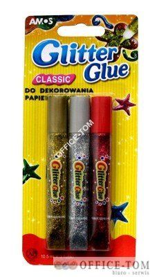 Klej z brokatem AMOS GCL10B3 - 10,5ml x 3 kolory