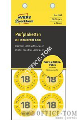 Etykiety inspekcyjne NoPeel 2018 Ø30mm, 80szt. żółte 6942 Avery Zweckform