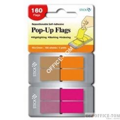 Zakładki indeksujące w podajniku mieszane 4 bloczki 45 x 12mm(2 x pomar., 2 x róż)po 40 kart. Stick\'n