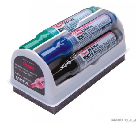 Marker do tablic PENTEL EASYFLO komplet MW50M 4-sztukowy z gąbką