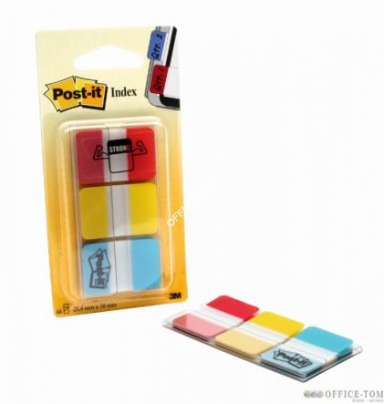 Zakładki indeksujące Post-it® 686-RYB silne, 3 kolory (żólte/czerwone/niebieskie) po 22 szt., 25mm x 38mm 3M