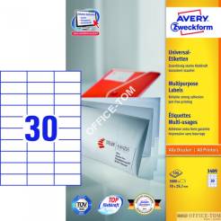 Trwałe Etykiety AVERY ZWECKFORM uniwersalne A4, 100 ark./op., 70 x 29,7 mm, białe