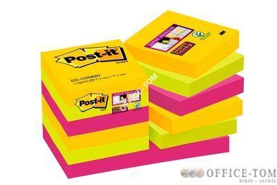 Karteczki samoprzylepne Post-it® Super Sticky, paleta Rio de Janeiro, 47,6 x 47,6mm , 12x90 kartek 622-12SS-RIO 70005271518