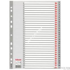 Przekładki plastikowe szare PP numeryczne A4 ESSELTE, 1-31