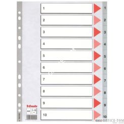 Przekładki plastikowe szare PP numeryczne A4 ESSELTE, 1-10