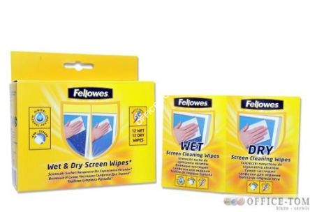 Suche i wilgotne ściereczki do czyszczenia ekranu 12szt FELLOWES