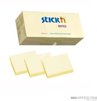 Notes samoprzylepny 38X51mm żółty pastele 12X100 kartek 12 notesów po 100 kartek STICK\'N