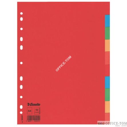 Przekładki, kolorowy karton bez karty opisowej A4, 10 kart ESSELTE