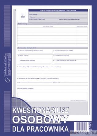 Kwestionariusz osobowy MICHALCZYK I PROKOP A4 40 kartek